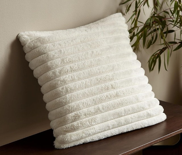 Catherine Lansfield Cosy Ribbed Cream Cushion